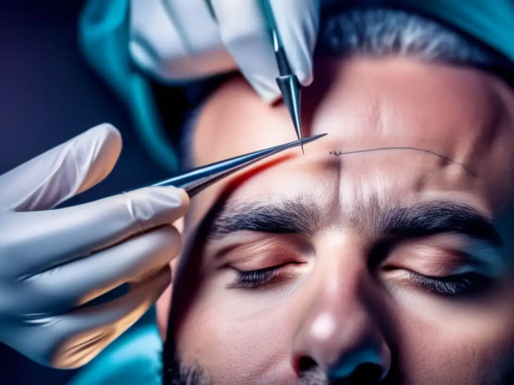 Un cirujano experto realiza un trasplante de cabello en zonas específicas, destacando su precisión y profesionalismo en la imagen de alta definición