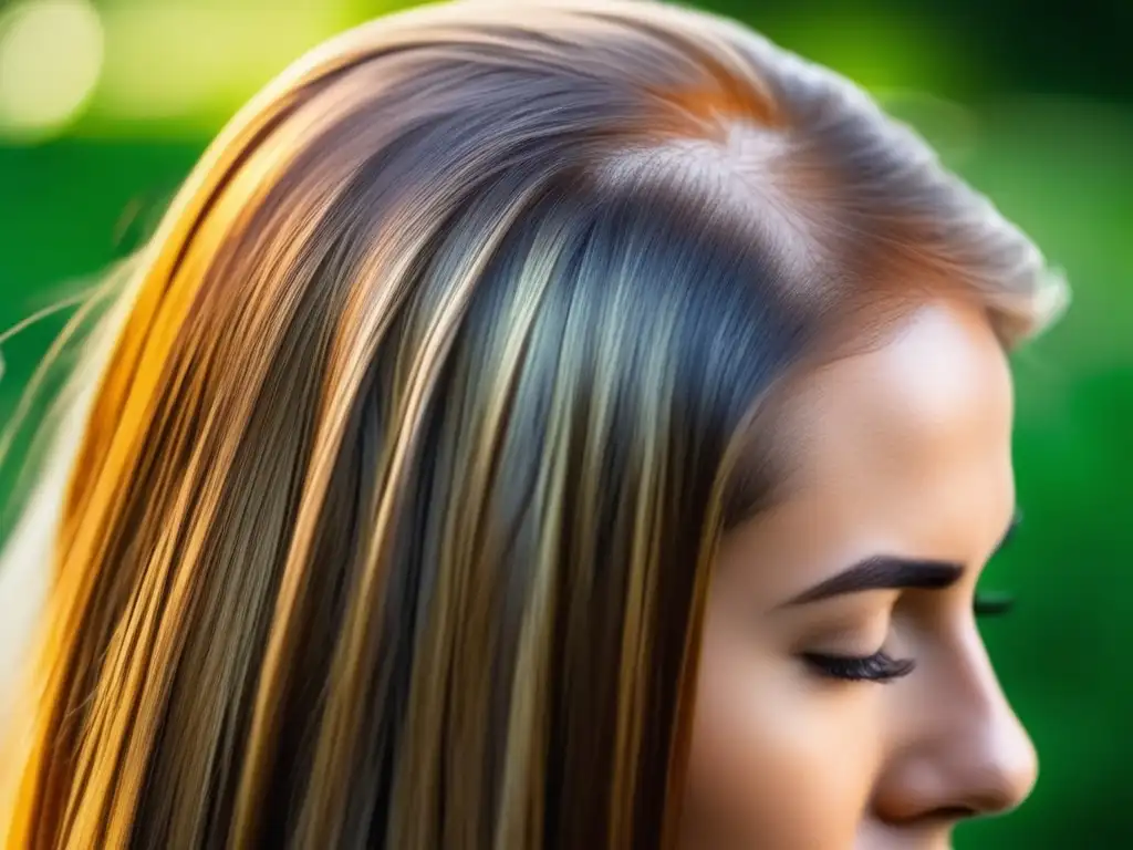 Scalp rejuvenecido con suplementos naturales Closeup de cuero cabelludo sano con cabello exuberante, mostrando eficacia de suplementos hierbas crecimiento cabello