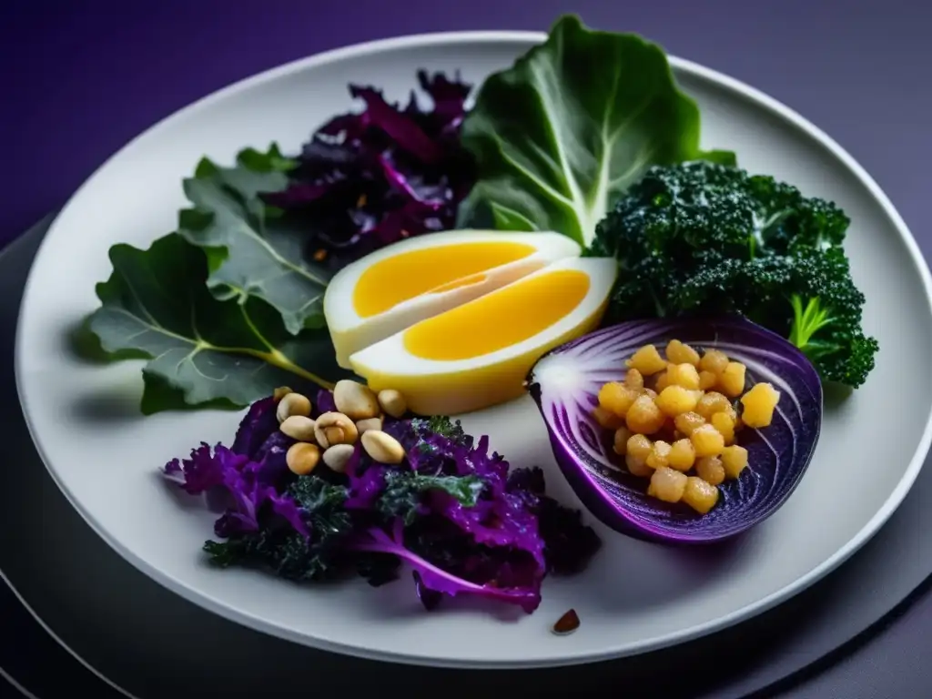 Una composición visualmente impactante de alimentos ricos en yodo, resaltando sus beneficios para el cabello.