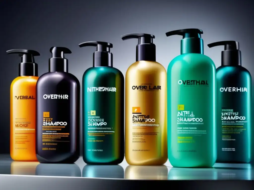 Una composición visualmente impactante que muestra la diversidad y eficacia de los shampoos anticaída disponibles en venta libre