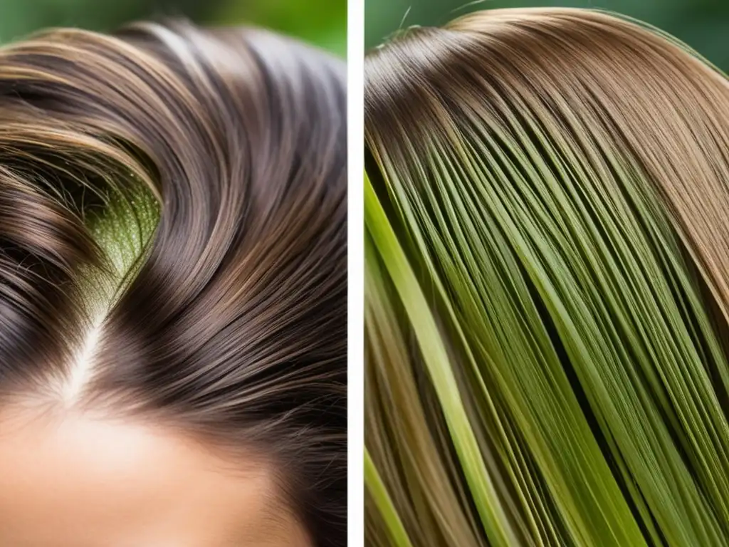 Un cuadro detallado muestra el cuero cabelludo de una mujer con folículos y mechones de cabello individuales