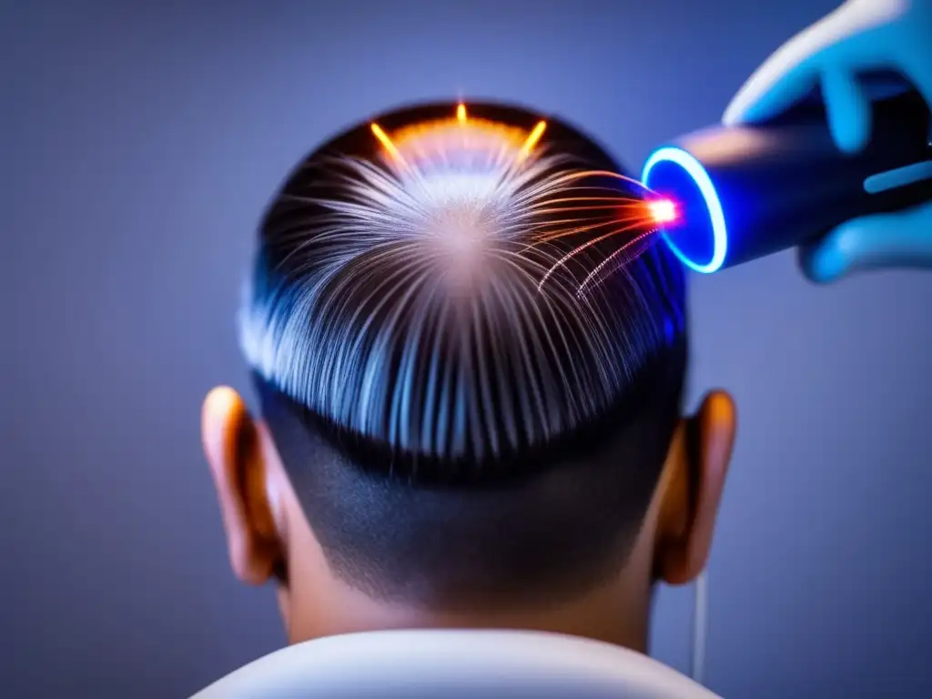 Tratamiento de láser frío para el cuero cabelludo: detalle ultrapreciso Cuidado capilar con terapia láser frío: tratamiento profesional y relajante para la pérdida de cabello
