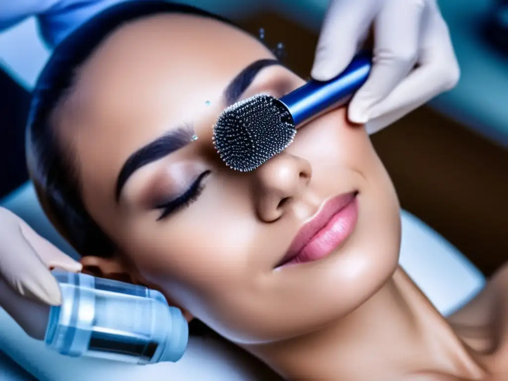 Un dermatólogo realiza un tratamiento de microneedling para la pérdida de cabello con precisión y profesionalismo.