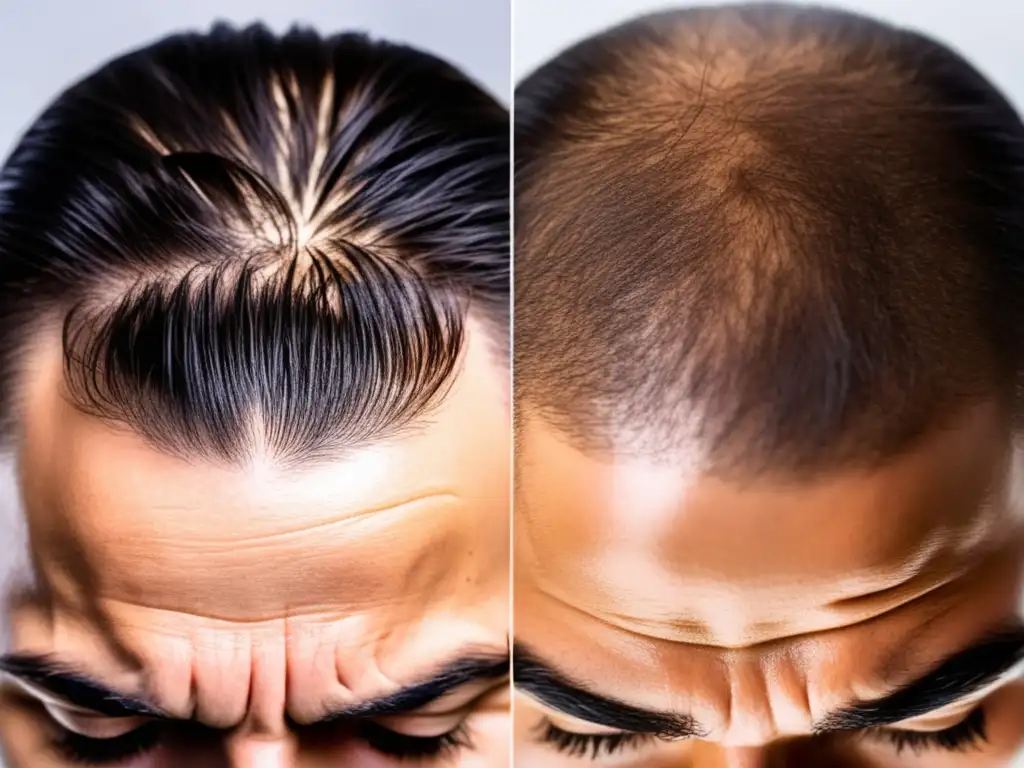 El antes y después de terapias naturales para alopecia muestra la efectividad clínica con regeneración capilar y salud del cuero cabelludo.