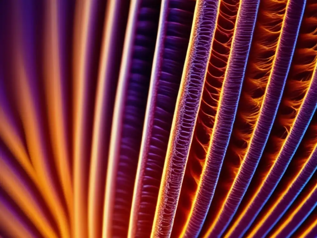 Detallada imagen en alta resolución de un folículo piloso bajo microscopio, revelando la complejidad genética