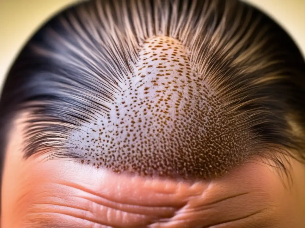 Detallada imagen de cuero cabelludo con pérdida de cabello por alopecia