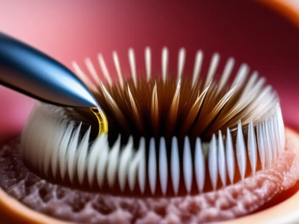 Implante capilar: precisión y transformación en alta definición Detallada imagen de un folículo capilar sano trasplantado en un cuero cabelludo con calvicie, destacando la precisión y el potencial de regeneración