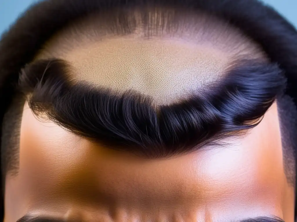 Detalle asombroso: trasplante capilar exitoso en paciente afrodescendiente Detalle asombroso del trasplante capilar en afrodescendientes, muestra la precisión experta y la integración natural del cabello trasplantado