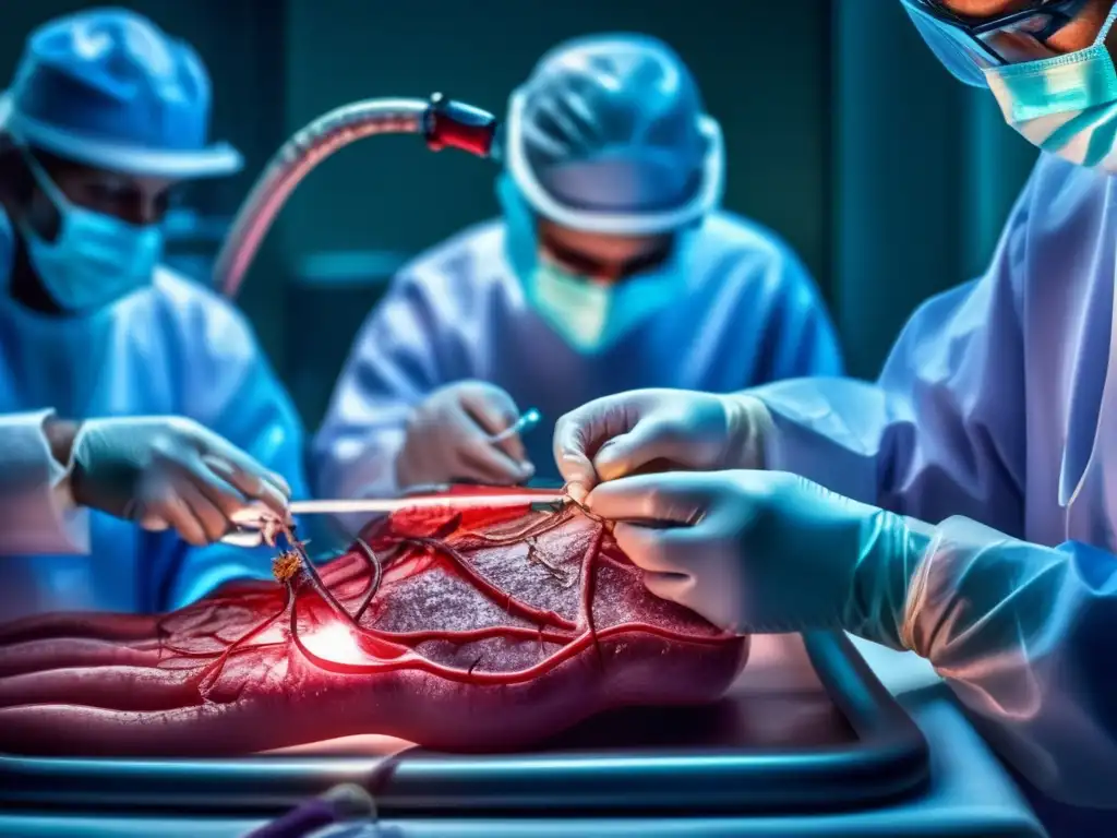 Procedimiento de trasplante de mano: precisión quirúrgica Detalle de cirugía de trasplante capilar, destacando la precisión y destreza requerida