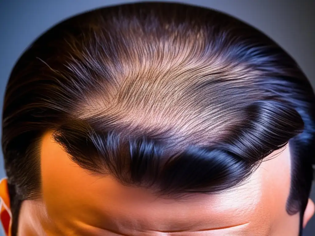 Detalle de densidad cabello post trasplante capilar FUE, mostrando patrón de crecimiento natural y denso, integración perfecta con cabello existente