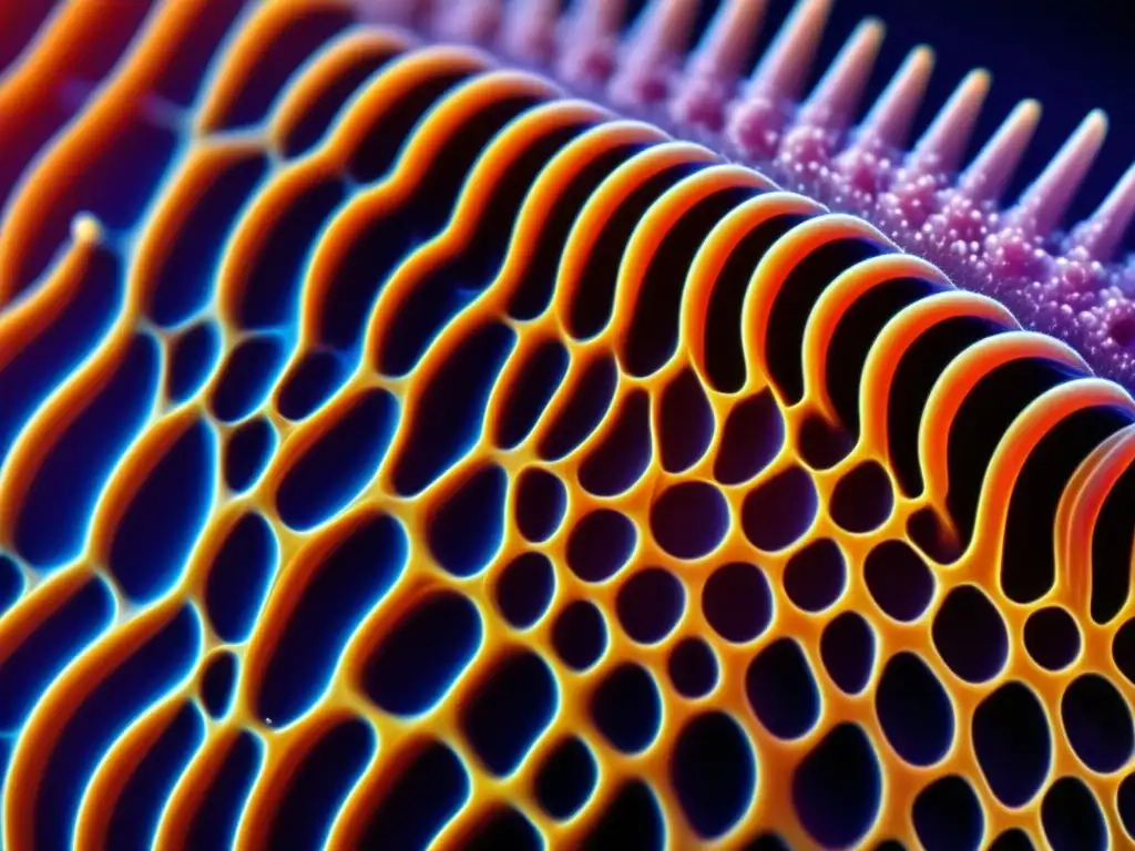 Detalle microscópico de un folículo piloso sano, destacando su estructura y colores vibrantes