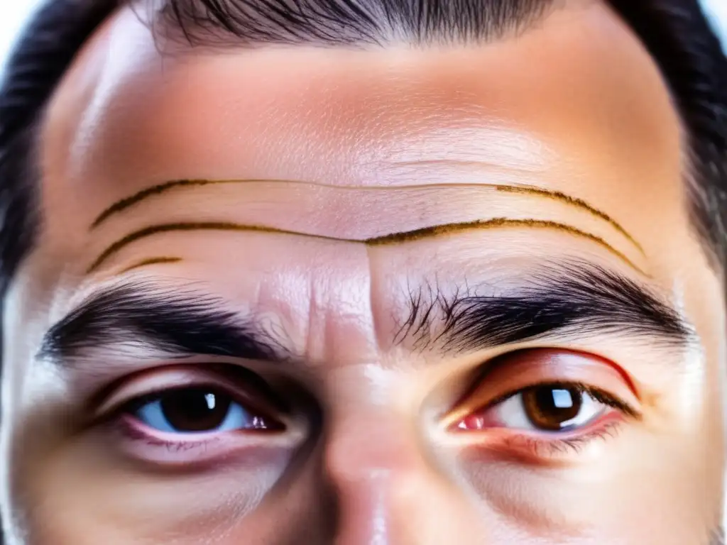 Implante de Barba y Cejas: Detalle Preciso y Natural Detalle de trasplante capilar en barba y cejas: precisión y naturalidad en la integración de folículos capilares