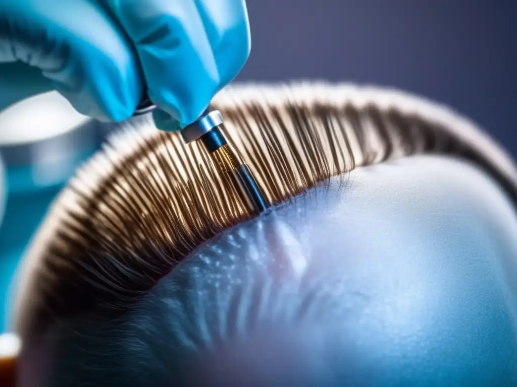 Procedimiento de trasplante capilar: detalle ultrapreciso Detalle de trasplante capilar: extracción e implantación precisa de folículos capilares