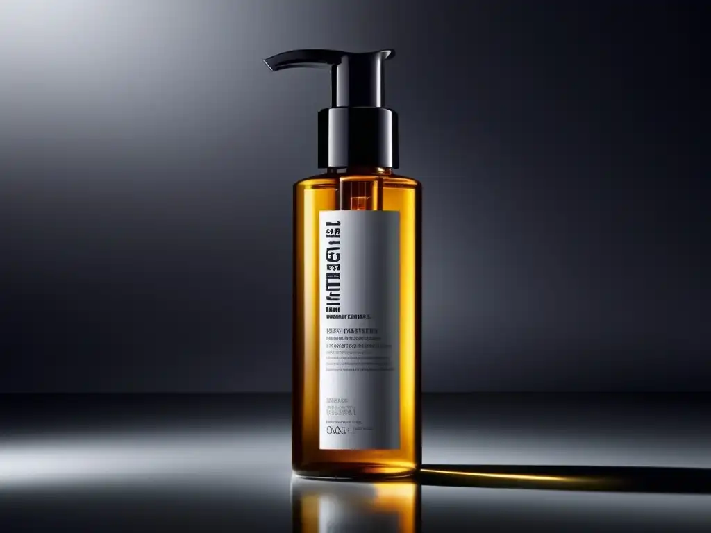 Un elegante envase de producto para el cuidado del cabello con detalles nítidos y moderno diseño, reflejando profesionalismo y sofisticación