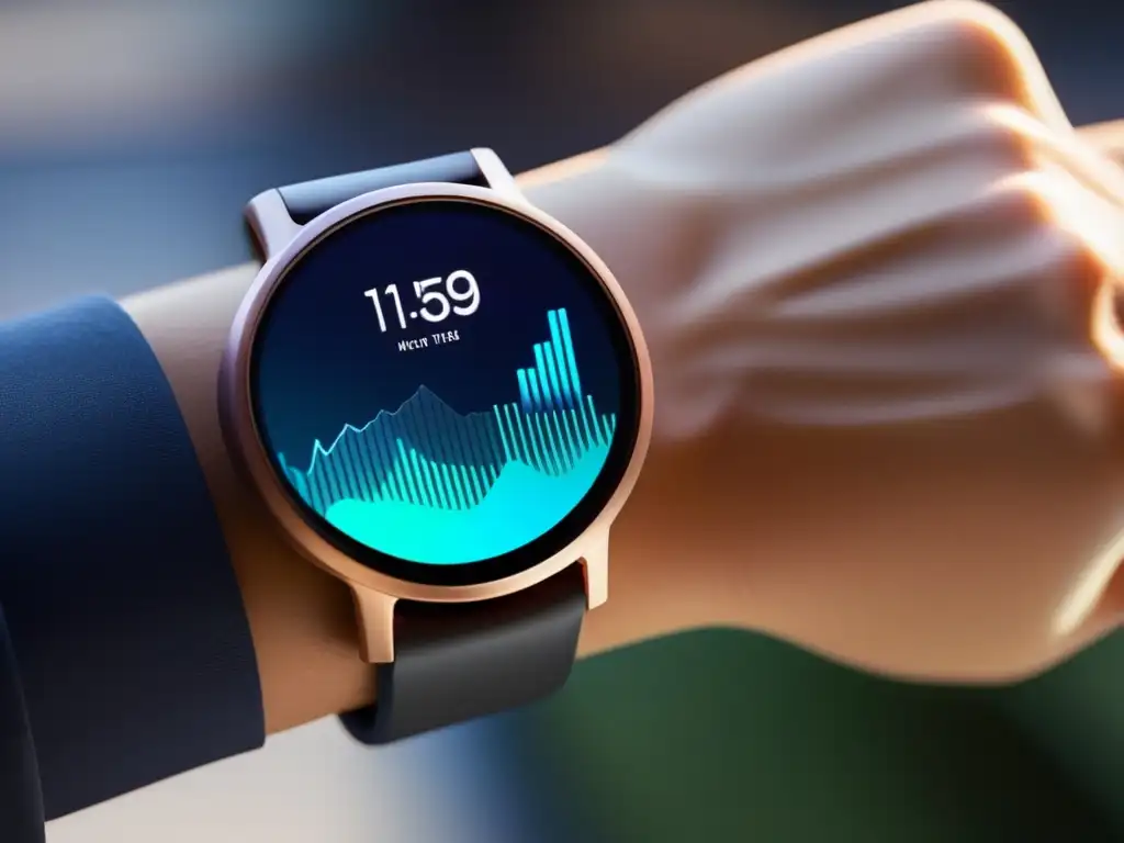 Un elegante smartwatch de alta tecnología con pantalla táctil vibrante