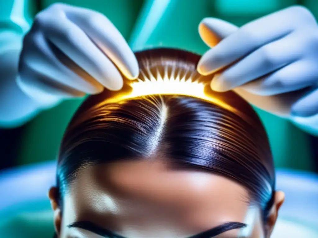 Un equipo de expertos realiza un trasplante de cabello en una paciente, demostrando precisión y profesionalismo en el procedimiento