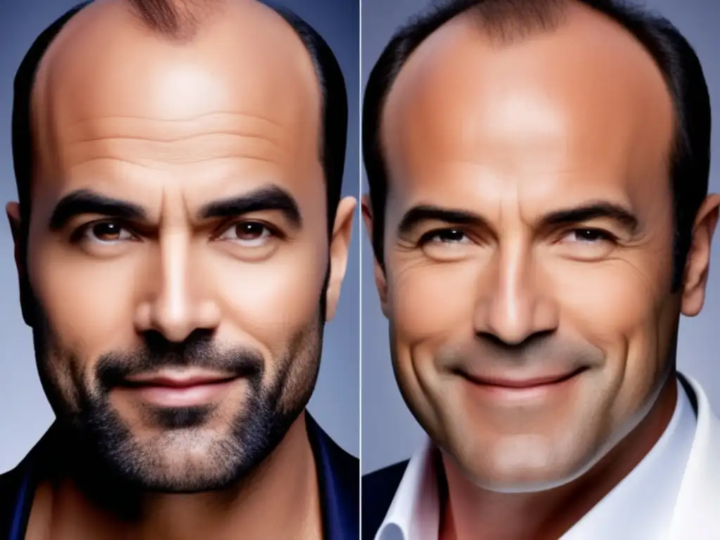 Transformación capilar: Antes y después de famoso Transformación exitosa con trasplante capilar famosos