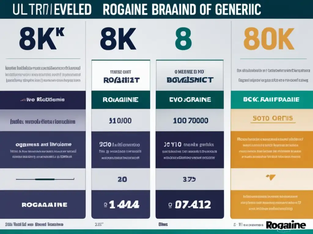 Gráfica comparativa de efectividad de Rogaine y genéricos en tratamiento capilar