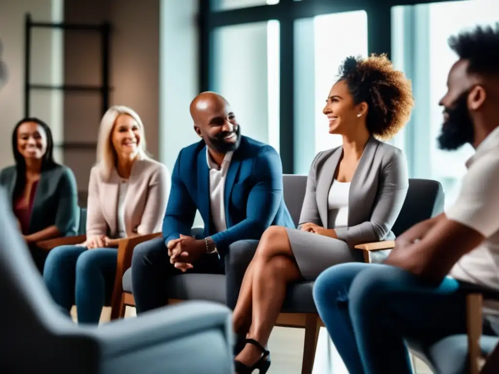 Grupo de apoyo para la pérdida de cabello, expresión de sentimientos genuinos y empatía en círculo íntimo.