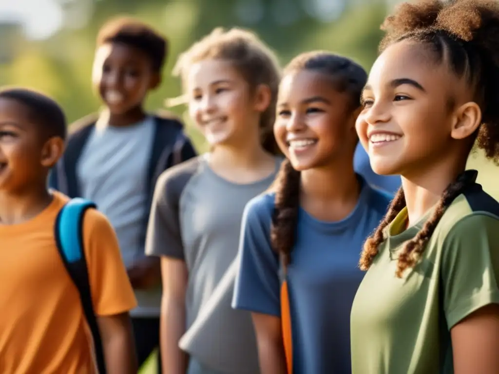 Un grupo diverso de niños y adolescentes participan en actividades variadas, mostrando expresiones positivas y seguras