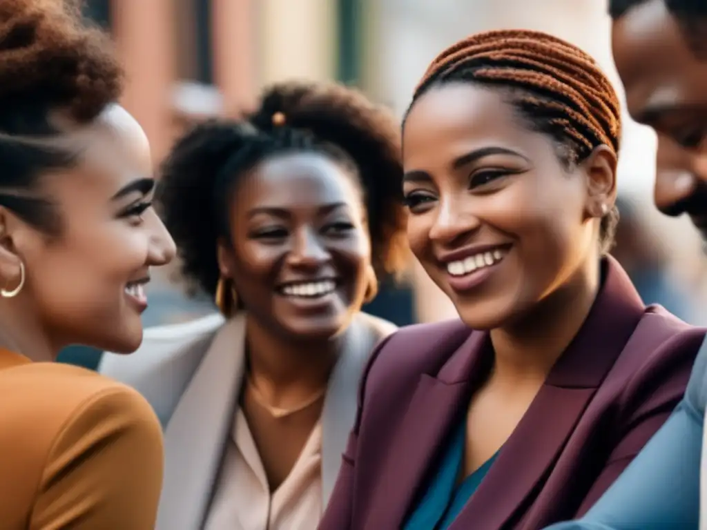 Un grupo diverso de personas conversa con empatía y apoyo mutuo, reflejando una imagen moderna e inclusiva