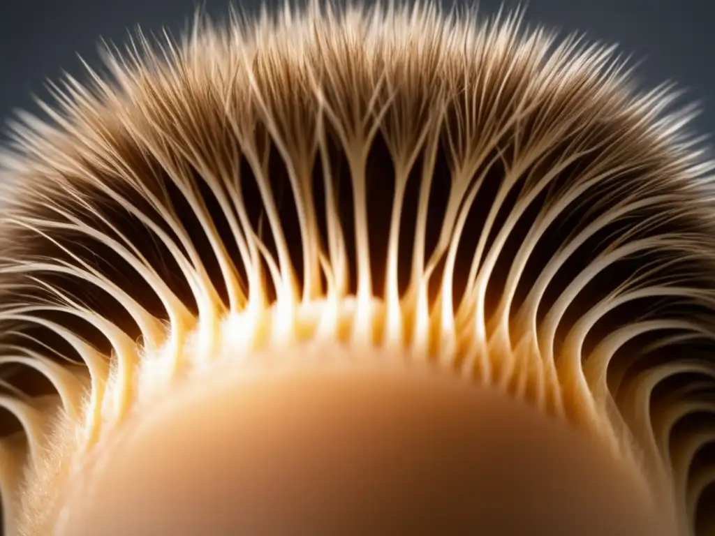 Imagen detallada del cuero cabelludo con nuevo crecimiento de folículos capilares tras tratamiento de inmunoterapia para la alopecia