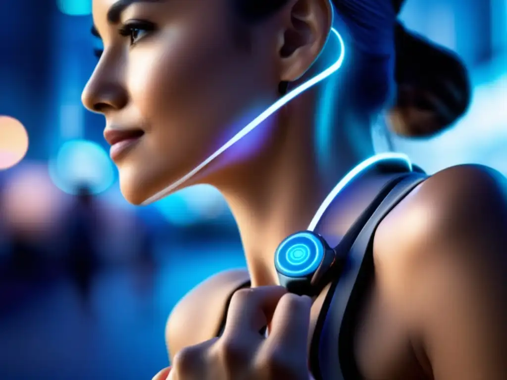 Imagen detallada de dispositivo capilar de alta tecnología integrado en actividades diarias, mostrando las limitaciones tecnológicas en wearables capilares