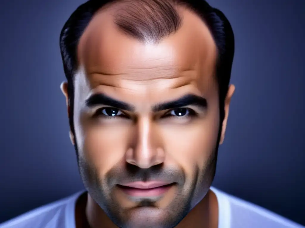 Resultados naturales: Celebridad con exitoso trasplante capilar Imagen de famoso con exitoso trasplante capilar, luciendo un cabello natural y saludable, reflejando confianza y satisfacción