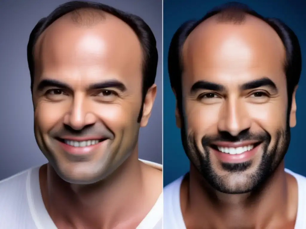 Transformación capilar: Antes y después de famoso Imagen de famoso con trasplante capilar exitoso, luciendo cabello natural y saludable