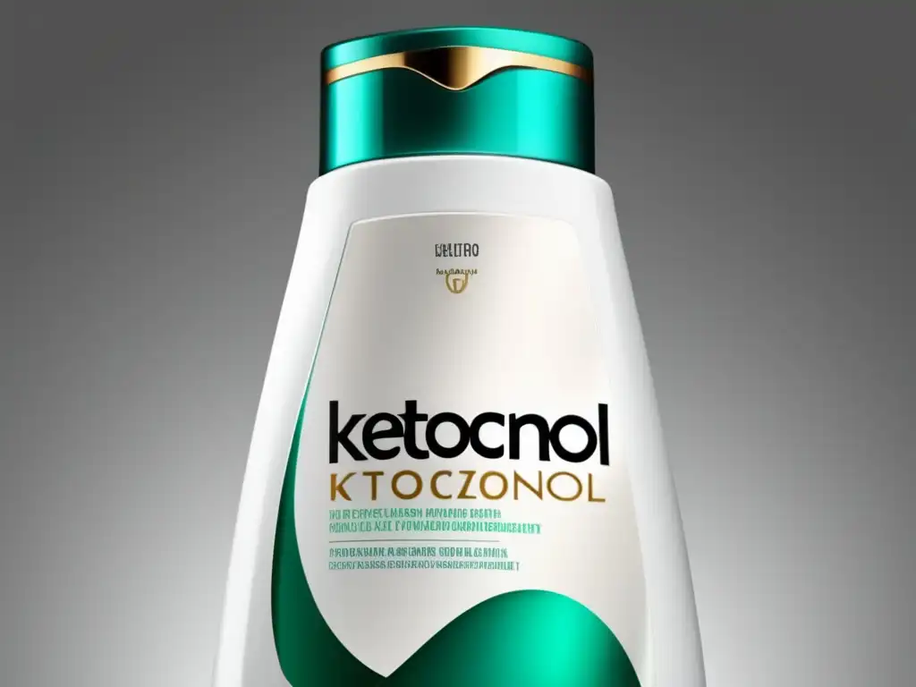 Imagen de alta resolución de un moderno champú con Ketoconazol anticaída, mostrando su diseño profesional y efectividad científica