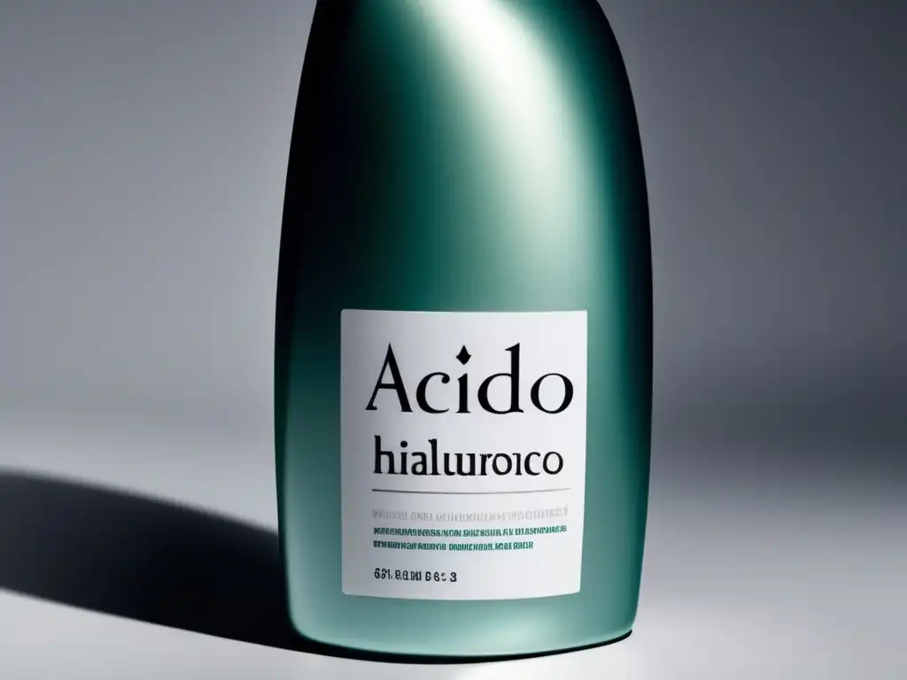 Un lujoso acondicionador con Ácido Hialurónico en un elegante envase, resalta su calidad y diseño minimalista.