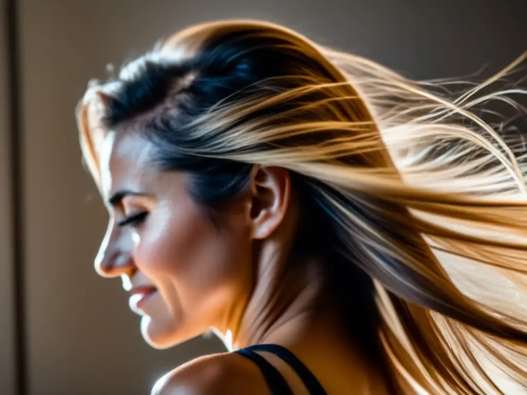 Una madre mira con preocupación cómo se le cae el pelo después del parto