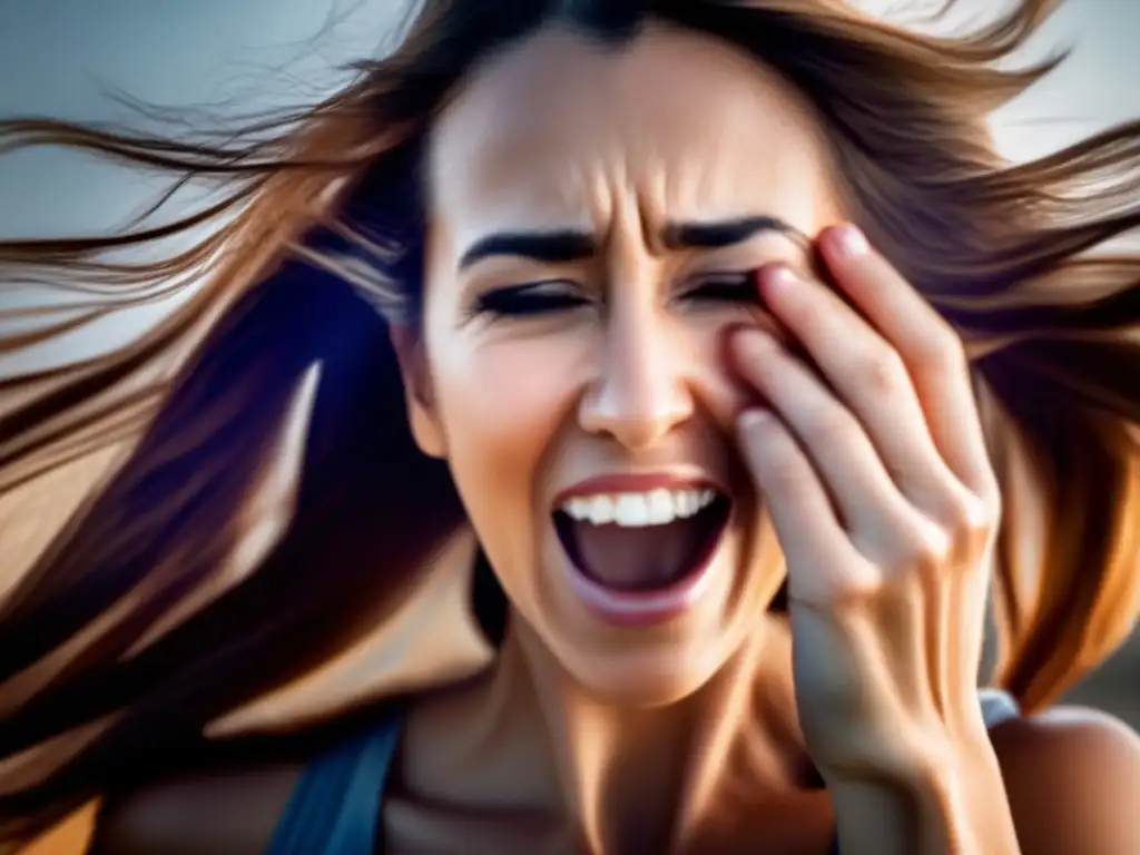 Una mujer preocupada por la pérdida de cabello postparto, mostrando la vulnerabilidad y la necesidad de tratamientos pérdida cabello postparto.