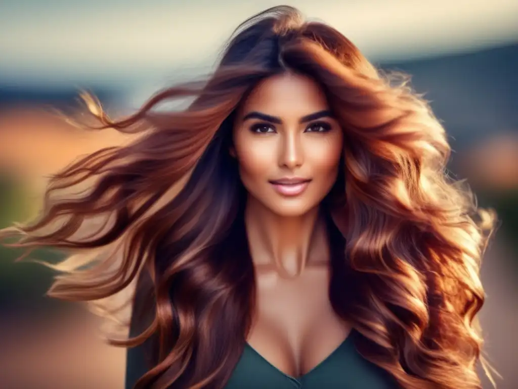Una mujer segura y empoderada con un espeso y brillante cabello, destacando el impacto positivo del exitoso trasplante de cabello en mujeres