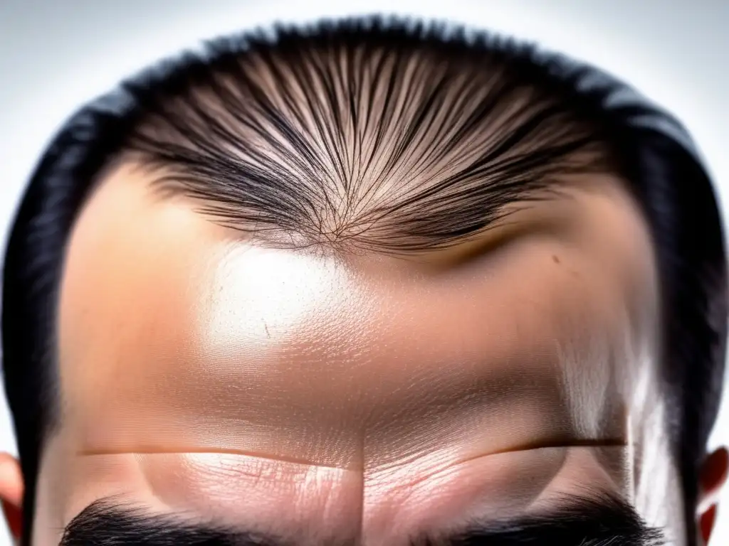 Transformación capilar: resultados naturales y densos Un primer plano con una recuperación exitosa postmicroinjerto capilar, mostrando un crecimiento natural y denso del cabello