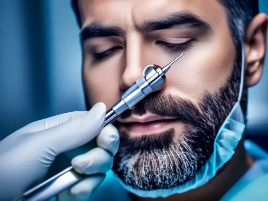 Microinjerto en Barba: Precisión y Profesionalismo Procedimiento de microinjerto en barba: implante meticuloso de folículos capilares con precisión y en un entorno estéril