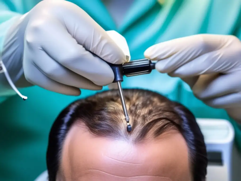 Proceso meticuloso de trasplante de cabello en etnias, destacando precisión técnica y profesionalismo del equipo quirúrgico