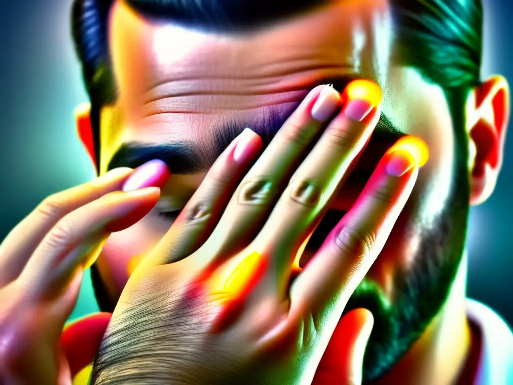 Masaje delicado en cuero cabelludo con trasplante capilar Un profesional masajea con cuidado el cuero cabelludo tras un trasplante capilar, destacando el delicado cuidado postoperatorio