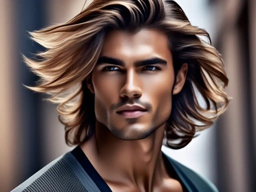 Retrato detallado de modelo masculino con cabello saludable y vibrante