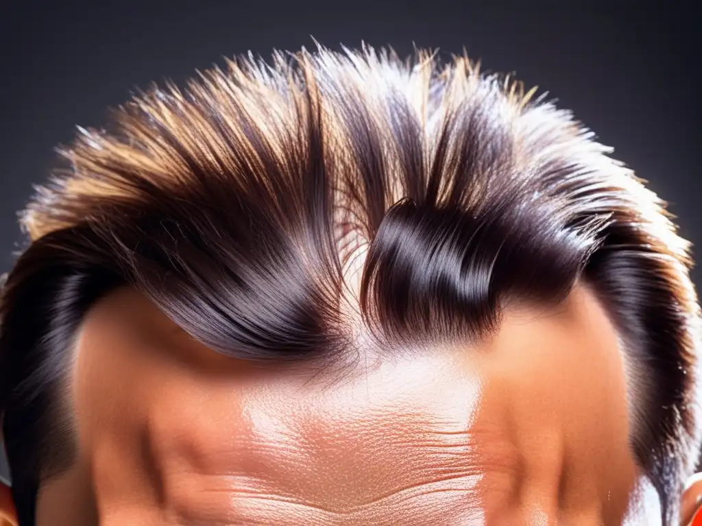 Implante capilar: detalle natural y preciso Un retrato detallado y natural de un trasplante capilar, resaltando la integración perfecta de los folículos