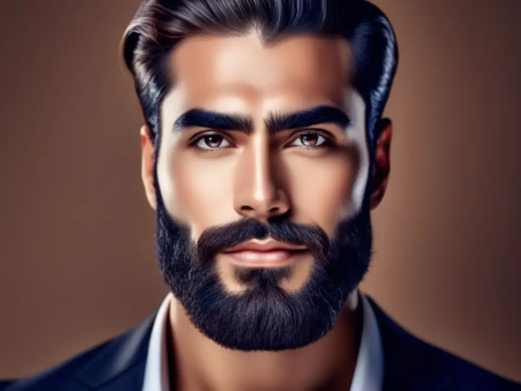 Retrato de persona con cejas y barba perfectamente cuidadas, irradiando confianza y estilo