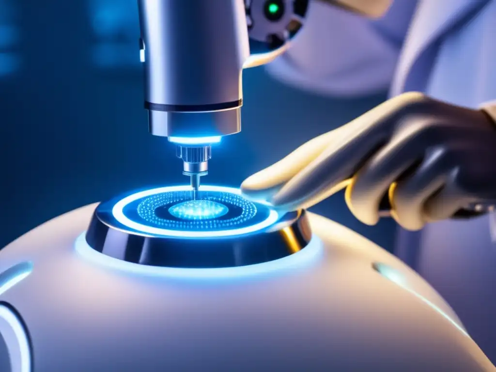 Un robot de alta tecnología realiza un microinjerto capilar asistido por robots, mostrando precisión y avances tecnológicos