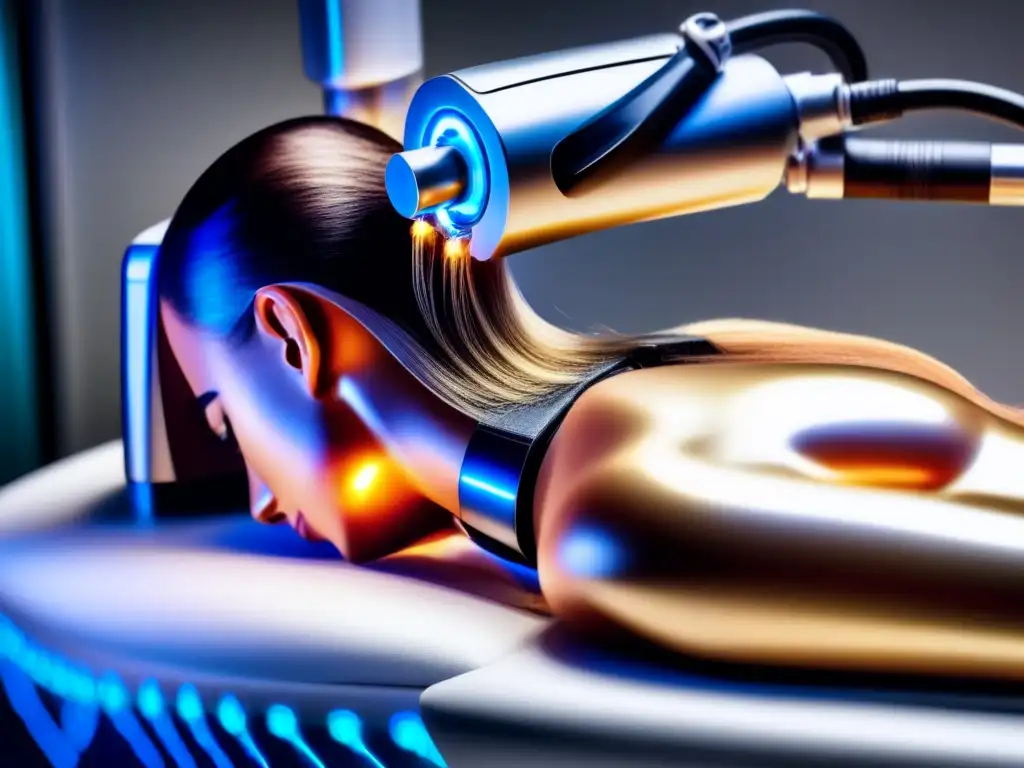 Robótica capilar: precisión y avance en trasplante de cabello Robots en trasplante capilar: brazo robótico colocando folículos capilares con precisión, fusionando tecnología y naturalidad