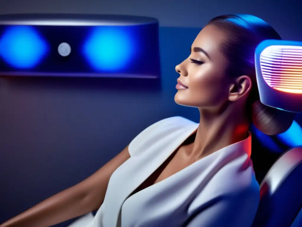 Experimenta la serenidad de un tratamiento capilar con avances tecnológicos de luz infrarroja en un salón moderno